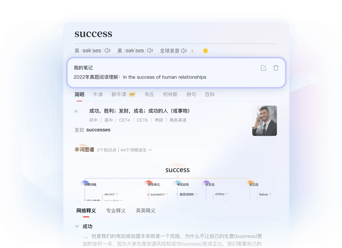 有道翻译桌面端功能界面，展示日常查词文档处理指南
